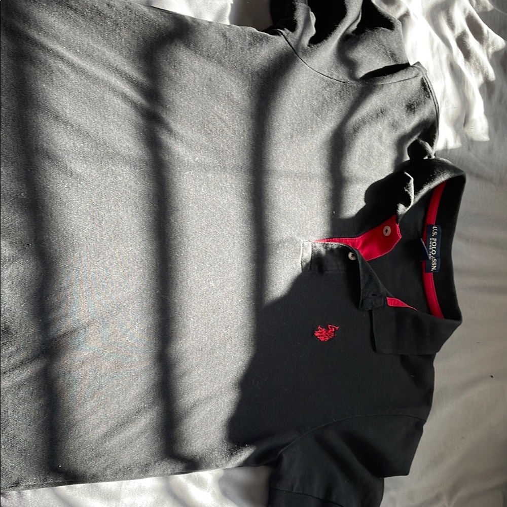 U.S. Polo Assn. Black Shirt with Red Trim a kids extra large(14-16)